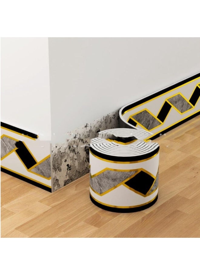 43℃ لفة واحدة من ملصقات الحواف ذاتية اللصق، ورق لاصق لامع بنقشة الرخام، مناسب لغرف المعيشة والمطابخ وغرف النوم والحمامات، مقاس 10 سم × 5 م - Image 1